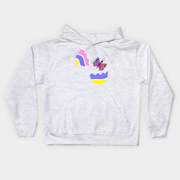 HAPPY Easter  Egg Butterfly - Easter Egg Art Kids Hoodie by SartorisArt1